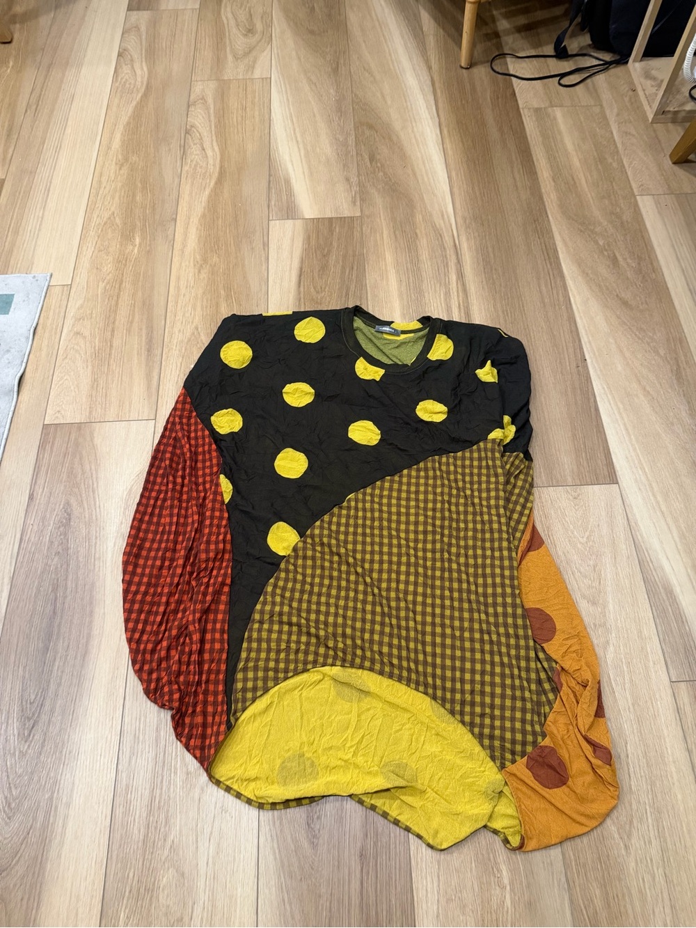 Alembika Colorblock Polka Dot Patchwork Tunic - Black & Yellow